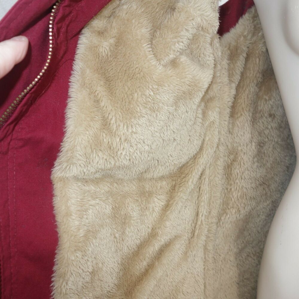 Love Tree Faux Fur Lined Anorak Utility Hooded Vest Red Maroon Women's Small - Picture 7 of 10